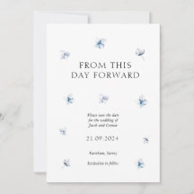 Blue Hydrangea Petal Weding the Date Card