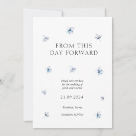 Reserve A Data Blue Hydrangea Petal Weding the Date Card