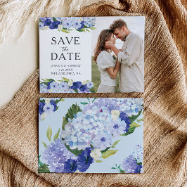 Reserve A Data Blue Hydrangea Weding the Date Card