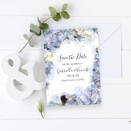 Reserve A Data Blue Hydrangeas Watercolor Casamento Salva a Data