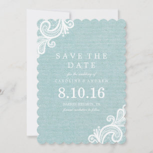 Reserve A Data Blue Lace e Burlap salvam a data