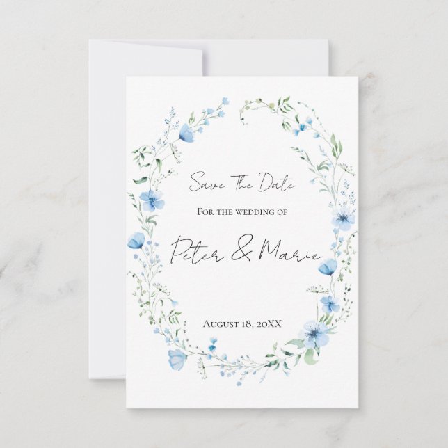 Reserve A Data Blue Meadow Wildflower Blue Botanical Wedding (Frente)