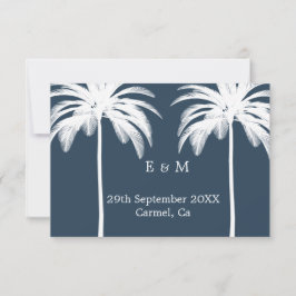 Reserve A Data Blue Palm Tree Watercolor Casamento Salva a Data