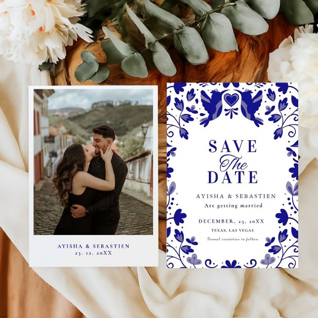 Reserve A Data Blue Papel Picado Inspirou Casamento (Criador carregado)