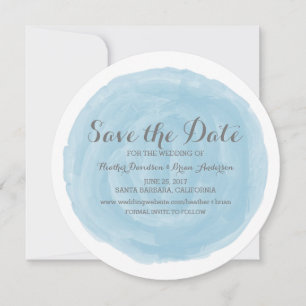 Reserve A Data Blue Round Watercolor Salvar a Data Convidar
