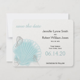 Reserve A Data Blue Seashell Beach Wedding the Date