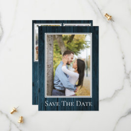 Reserve A Data Blue Simple Rustic Photo Save The Date