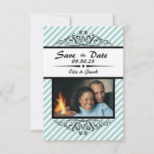 Reserve A Data Blue Striped Save Date (Liberação azul) - Cartã
