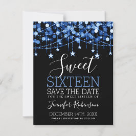 Reserve A Data Blue Sweet 16 Luzes de String Sparkly Data de salv