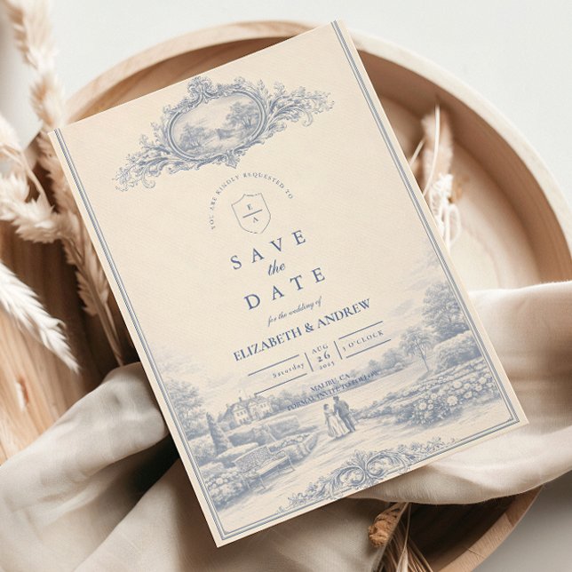 Reserve A Data Blue Toile Garden Estate Wedding (Criador carregado)