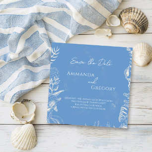 Reserve A Data Blue Toile Ocean temed Wedding Salvar data