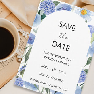 Reserve A Data Blue Watercolor Botanical Save The Date Card