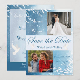 Reserve A Data Blue Watercolor Doves Foto Casamento Salvar a Data