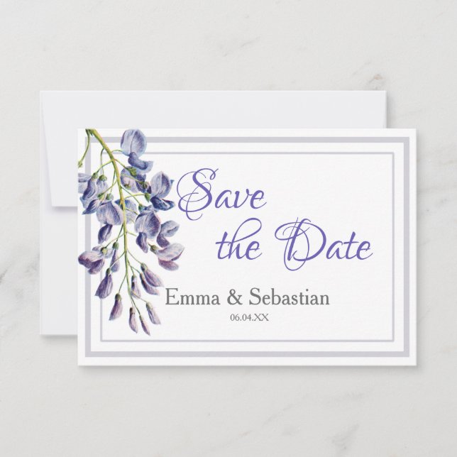 Reserve A Data Blue Wisteria Save the Date Card (Frente)