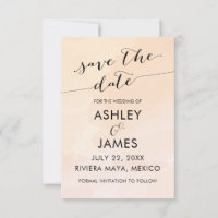 Blush Apricot Watercolor Casamento Salve a Data