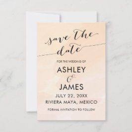 Reserve A Data Blush Apricot Watercolor Casamento Salve a Data