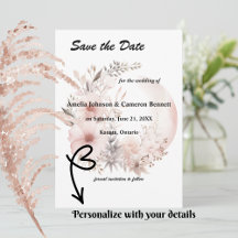 Blush Boho Pampas Grass Salve a placa de data