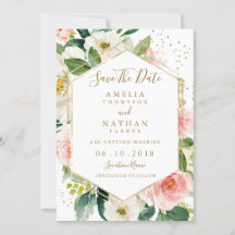 Blush Dourado Floral Moderno em Aquarela para Salv
