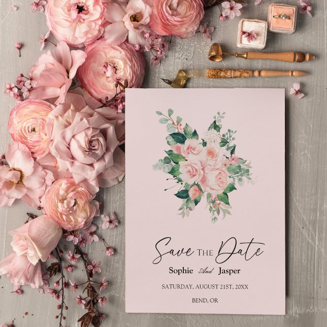 Reserve A Data Blush Floral Pink Casamento Salvar A Data (Criador carregado)