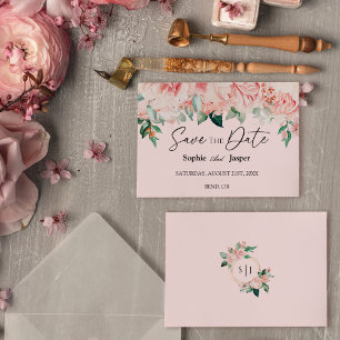Reserve A Data Blush Floral Pink Flor Salve A Placa Date