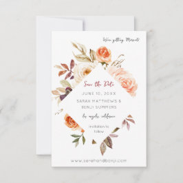 Reserve A Data Blush & Peach Floral Rustic & Vertical Photo