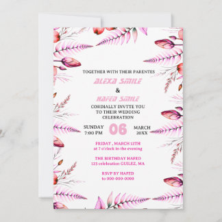 Reserve A Data Blush Pink Elegant Gold Wedding Invitation , Whit