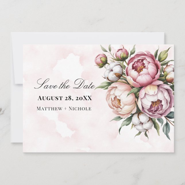 Reserve A Data Blush Pink Peony and Cotton Wedding (Frente)