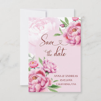 Reserve A Data Blush Pink Peony Save the Date Card