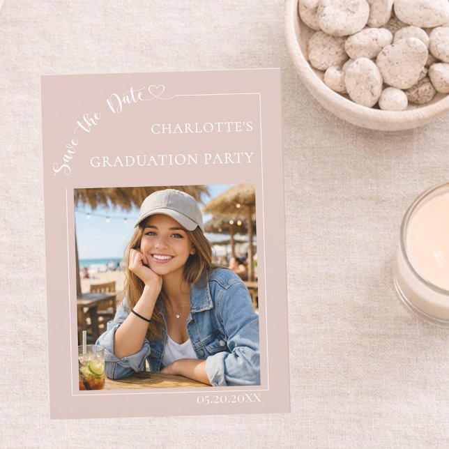 Reserve A Data Blush Pink Photo Graduation party (Criador carregado)