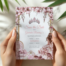 Blush Pink Silver Tiara Floral Quinceañera