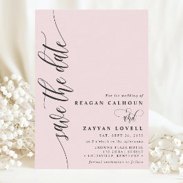 Reserve A Data Blush Rosa Simples Moderno Script Salvar a Data