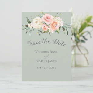 Reserve A Data Blush Watercolor Floral Romântico Casamento Salva