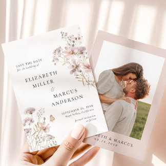 Reserve A Data Blush Wildflower Boho Garden Wedding Save the Date
