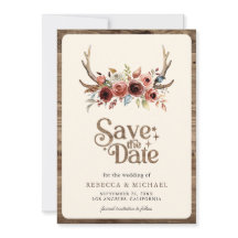 Boho Antlers Terracotta Floral Photo Wedding