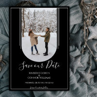 Boho Arch Foto Save the Date | Preto