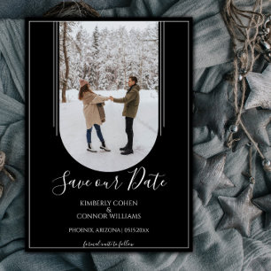 Reserve A Data Boho Arch Foto Save the Date Preto