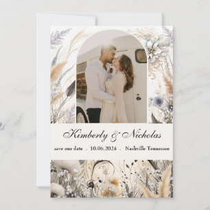 Reserve A Data Boho Arch Rustic Terthy Pampas Floral Botânica