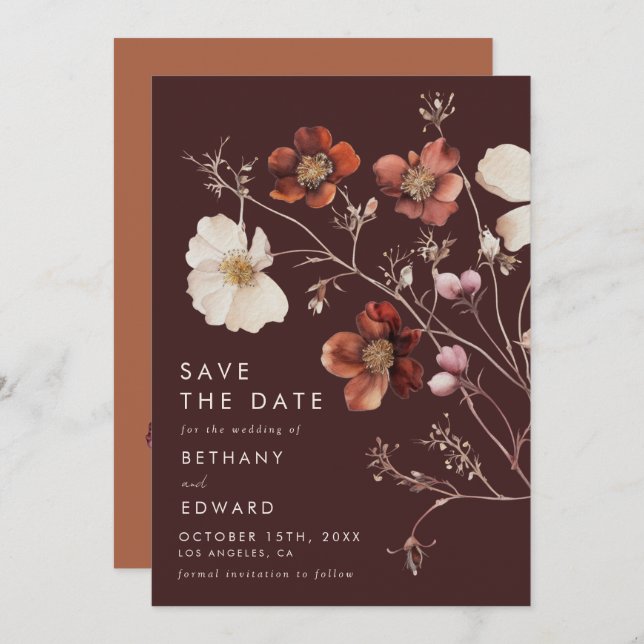 Reserve A Data Boho Autumn Floral Wedding (Frente/Verso)