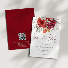 Reserve A Data Boho Autumn Florals Código QR Casamento