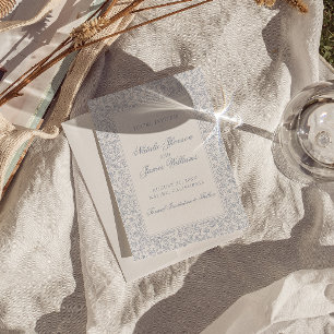 Reserve A Data Boho Azul Floral Empoeirado Botânico Chique Casame