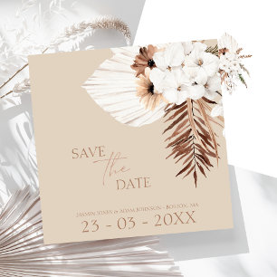 Reserve A Data Boho Beige Pampas Casamento com Orquídea de Grama