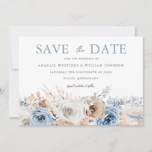 Reserve A Data Boho Blue: Casamento Floral Boêmia Azul Dusty