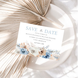 Reserve A Data Boho Blue: Casamento Floral Boêmiano Azul-Aquarela