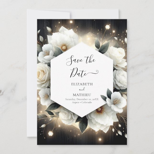 Reserve A Data Boho Boho White Roses Casamento (Frente)