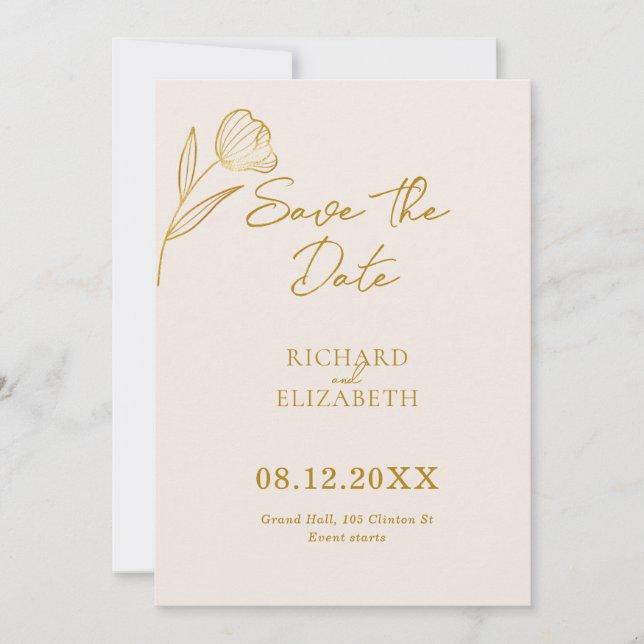 Reserve A Data Boho Botânico Floral Casamento Minimal (Frente)