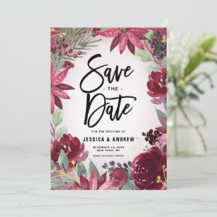 Reserve A Data Boho Burgundy Winter Floral Frame Winter