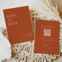 Boho Burnt Orange Qr Code Wedding