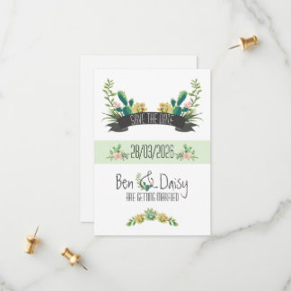 Reserve A Data Boho Cactus Flat Save The Date Card