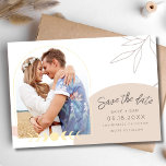 Reserve A Data Boho Celestial Photo Wedding<br><div class="desc">Casamento guarde as datas perfeitas para o seu casamento em um bloco de cor pastel com design de fotos de arco. Personalize com sua foto e detalhes do casamento, envie emails para a família e amigos pedindo que reservem sua data de casamento. Para obter melhores resultados, recorte fotos antes de...</div>