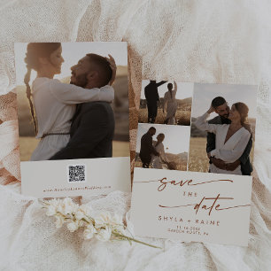 Reserve A Data Boho Chic Bohemian Cream Multi Photo QR Code